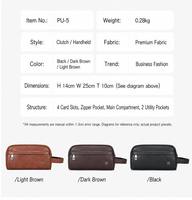 Tas Clutch Kulit PU Pria Minimalis Modern, Penutup Ritsleting, Tahan Air, Multifungsi, Tas Perlengkapan Mandi untuk Perjalanan, Pilihan Logo Kustom
