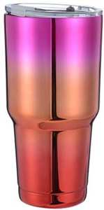 Vaso de acero inoxidable de doble pared con revestimiento holográfico cromado de 900 ml (30 oz), OEM, venta al por mayor, libre de BPA. - Product Image 3