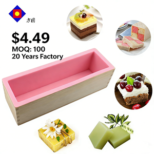 Kit di Stampi in Silicone Rettangolari Ispessiti per Alimenti con Scatola in Legno per la Produzione di Sapone e <span class=keywords><strong>Torte</strong></span> - Product Image 1