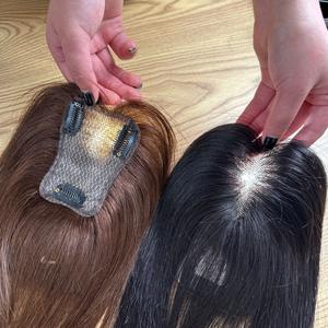 Perruque en <span class=keywords><strong>filet</strong></span> effet aile de papillon, cheveux naturels semi-tissés, lisses, <span class=keywords><strong>pour</strong></span> couvrir les cheveux gris et augmenter le volume capillaire, <span class=keywords><strong>pour</strong></span> femme - Product Image 1