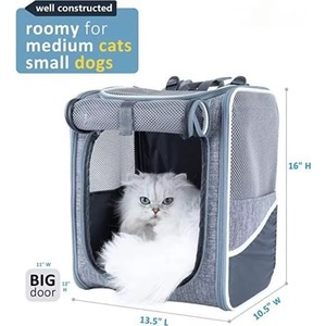 Free Sample Ergonomic Design <b>Cat</b> Travel <b>Backpack</b> <b>Carrier</b> for Medium <b>Cats</b> and Small Dogs with Magic Straps bag - Product Image 4
