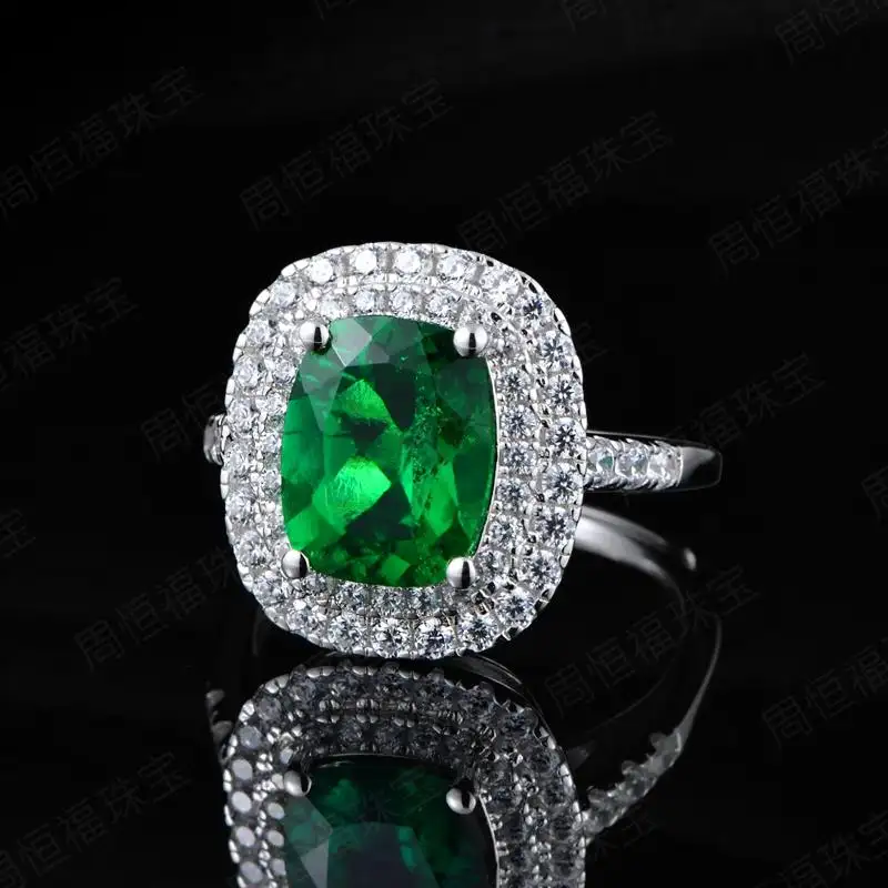 Anillo ajustable personalizado del fabricante al por mayor de moda laboratorio crecido Esmeralda anillo exquisitos anillos de joyería para damas