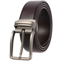 Ceinture en cuir de vachette véritable réversible pour homme, 3,4 cm, avec boucle rotative en alliage de zinc, prix d'usine OEM en gros, pour tenue professionnelle