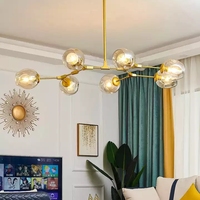 Lampes suspendues en verre pour chambre à coucher, lustre de cuisine, lampe de personnalité, lampes suspendues LED en lave, lustre nordique en verre, lustre moderne