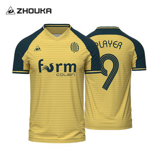 <span class=keywords><strong>Maillot</strong></span> <span class=keywords><strong>de</strong></span> football col en V à impression numérique personnalisé en gros uniforme <span class=keywords><strong>de</strong></span> football en polyester respirant avec logo vêtements d'équipe personnalisés - Product Image 2