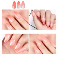 Nouveau type 2026, faux ongles à pression à changement de couleur selon la température, 24 pièces, forme amande, couleur nude