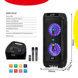Enceinte sans fil professionnelle <span class=keywords><strong>pour</strong></span> <span class=keywords><strong>DJ</strong></span> et karaoké NDR S110 S112 avec éclairage RGB, connectivité USB, Bluetooth et communication AUX - Product Image 3