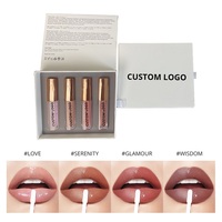 Faites votre propre marque DIY Coffret cadeau d'anniversaire et cadeau de Noël Ensemble de rouge à lèvres mat 4 couleurs imperméable à l'eau longue durée