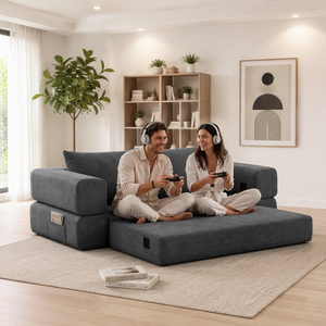 Envío Gratuito en EE. UU. Sofá Cama Convertible Moderno con Almohada, Tela Ecológica y Relleno de Espuma Viscoelástica para Sala de Estar y Dormitorio - Product Image 1