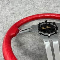 Leaders Universal Hot Selling Carbon Fiber Pattern Graffiti 350mm Solid Wood Red 4cm Deep Dish JDM Racing Drift Volant