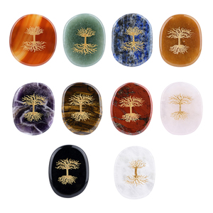 Ensemble de cristaux Reiki faits à la main pour guérir les pierres de palmier chakra sculptées symboles gravés Feng Shui arbre de vie semi-précieux - Product Image 3