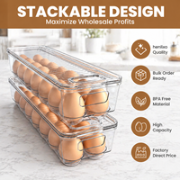 Produit Tendance 2026 : Organisateur d'œufs transparent robuste grande capacité à 32 compartiments avec couvercle pour rangement latéral de réfrigérateur de cuisine