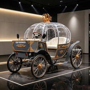 Sculpture d'art décorative haut de gamme, artisanale, représentant une calèche à chevaux en forme de citrouille, inspirée des contes de fées et du patrimoine culturel, pour événement culturel - Product Image 1