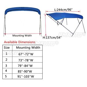 600D Boat Cover 4 Bow Bimini Top Replacement <b>Canvas</b> with Boot No <b>Frame</b> Marine Cover Anti UV for V-Hull Jon Center Console Boat - Product Image 6
