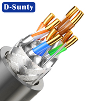 Kabel LAN WiFi Ethernet CAT8 D-Sunty 40Gbps 305m+300m 28AWG Konduktor Padat CCA FTP SFTP Jaket PVC Kabel Terlindung Luar Ruangan