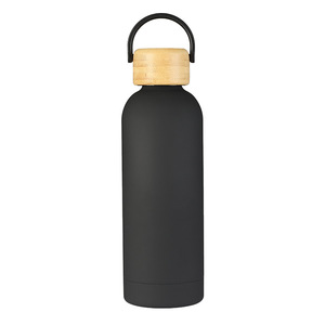 Tapa de bambú personalizada, 500ml, doble pared, termo de acero inoxidable 304, botella de agua aislada al vacío para acampar - Product Image 4