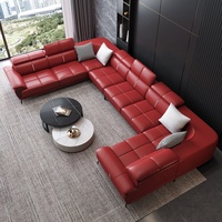 Möbelfabrik Wohnzimmer Sofagarnitur Echtes Leder Couch Lounge U-förmiges Ecksofa