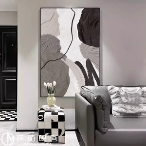 Arte Abstracto Texturizado para Pared, Pintura al Óleo sobre Lienzo, Marco Negro, Rectángulo, Decoración Moderna Minimalista para Sala de Estar, Mural Grande para Piso - Product Image 2