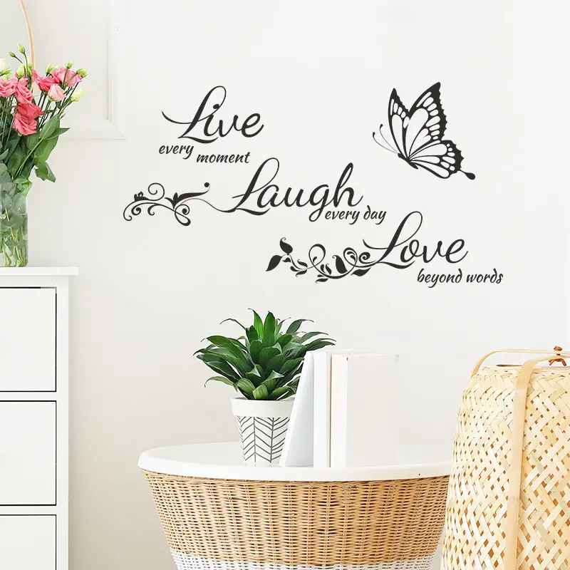 Adhesive home wall decor family quote butterfly stickers 3d