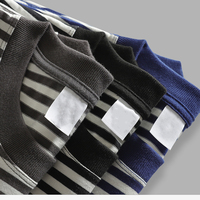 T-shirt unisexe premium à manches longues rayé 280G, coupe oversize, bleu, blanc, noir, décontracté, couche de base