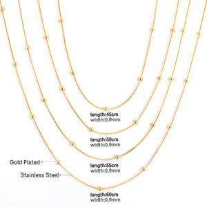 Collar de Cadena con Cuentas de Acero Inoxidable, 45cm 50cm 55cm 60cm, Color Dorado, para Uso Diario, Joyería Fina - Product Image 5