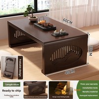 Tavolino da tè/caffè pieghevole e mobile in bambù per balcone, camera da letto, stile Zen, basso, ecologico, per tatami