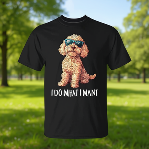 Camiseta con diseño de perro Cockapoo para amantes de las mascotas, diseño de I Do What I Want, para adultos, unisex, cuello redondo, manga corta, impresión digital - Product Image 3