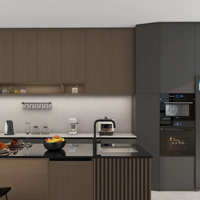 Ensemble d'armoires de cuisine intelligentes en bois massif, sur mesure, modernes, prêtes à assembler, rangement de luxe, armoires de cuisine modulaires