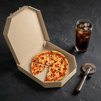 Boîte à pizza octogonale en carton ondulé personnalisée, papier kraft de qualité alimentaire, emballage pour pizza pour restaurant à emporter