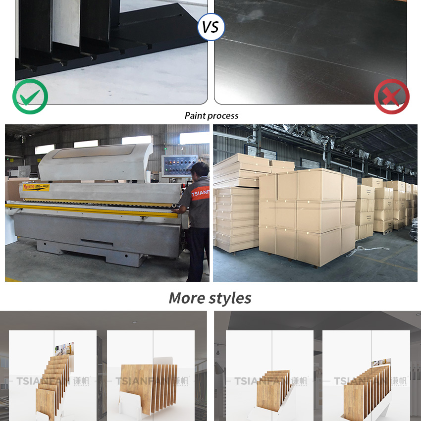 Manufacturer Double Side Wood Flooring Racks Display Showroom Oak Board Rack Sample Deck Frame Parquet Displays Tile Stands