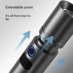 Lampe torche à zoom télescopique, laser blanc, longue portée, avec crochet, portable, multifonctionnelle, rechargeable par USB, lampe LED puissante - Product Image 3