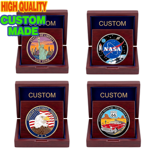 Moneda Conmemorativa Personalizada de Metal Fundido, Monedas Conmemorativas con Temática de la <span class=keywords><strong>Ruta</strong></span> <span class=keywords><strong>66</strong></span> de EE. UU. y la NASA, Caja de Madera Premium, Recuerdos para Actividades Corporativas - Product Image 1