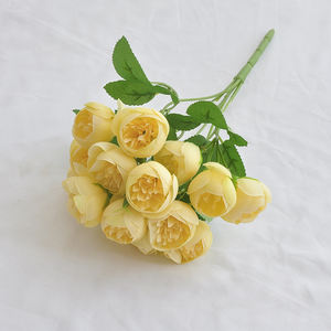 <span class=keywords><strong>Bouquet</strong></span> artificiel d'anémones, camélias, roses et pivoines, 15 têtes, fausse composition florale pour la décoration intérieure - Product Image 5