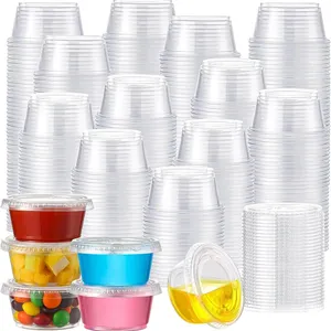 Gobelets à dessert jetables en plastique PP à paroi simple avec couvercles en PET transparents noirs, logo personnalisé pour les boutiques de yaourts, glaces et poudings - Product Image 2
