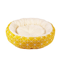 Canapé-lit pour chat et chien en peluche chaude 100% coton, coussin doux avec housse non amovible pour toutes les saisons, lavable à la main