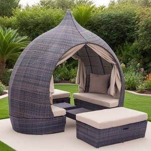 Garden Courtyard Villa B & B Park Scenic Spot Canapé-lit d'extérieur moderne en métal personnalisé avec grand auvent Design durable - Product Image 2