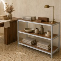 Étagère de présentation et de rangement multi-niveaux carrée en contreplaqué marin d'aluminium, pour magasin commercial, autoportante, pour balcon, 100x30x120cm