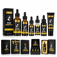 Kit de Soin de la Barbe Bio : Sérum de Croissance à l'Huile de Jojoba et d'Argan, Huile Efficace pour Remplir les Zones Clairsemées, Adoucissant et Revitalisant pour Barbe Homme (OEM)