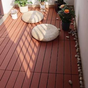 Waterproof WPC <b>Interlocking</b> Decking <b>Tiles</b> Outdoor Wood Plastic Composite 3D Woodgrain Straight Stripe <b>Tile</b> - Product Image 6