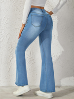 Jeans en denim de coton bleu clair pour femmes, pantalon droit, design décontracté, streetwear pour l'été et l'hiver