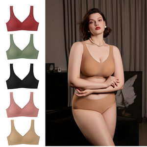 Sujetador sin costuras con cuello en V HY Plus Size, soporte <span class=keywords><strong>de</strong></span> gel, antideslizante, minimizador, con tirantes anchos y cómodos, 3 filas <span class=keywords><strong>de</strong></span> ganchos traseros - Product Image 1
