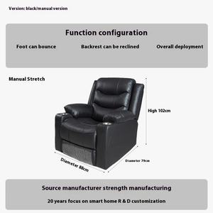 Chaise de canapé simple en cuir véritable avec fonction électrique et couche supérieure moderne en cuir de vachette pour petit appartement inclinable pour cinéma maison - Product Image 6