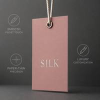 Etiquetas Colgantes Minimalistas de Papel Texturizado Especial de 200 g/m², Logotipo Elegante en Relieve, Cordón de Seda Natural, Accesorios de Alta Gama, 7 Días