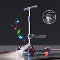 Trottinette 2 en 1 réglable avec lumière LED, trottinette pliable à 3 roues avec siège pour enfants de 3 à 8 ans