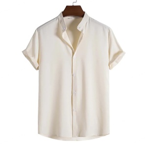 Chemises à manches courtes boutonnées personnalisées pour hommes, style décontracté d'été, t-shirts légers à boutons - Product Image 5