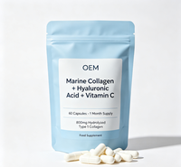 Collagène marin OEM/ODM 800mg + Acide hyaluronique + Vitamine C, 60 capsules, 1 mois d'approvisionnement