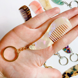 Logo personalizzato colorato con taglio di tartaruga Mini spazzola per capelli in acetato portachiavi tascabile portatile <span class=keywords><strong>pettine</strong></span> per bambini - Product Image 6