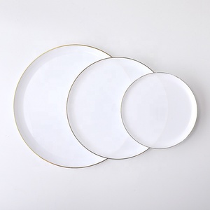 <span class=keywords><strong>Platos</strong></span> Desechables <span class=keywords><strong>de</strong></span> Plástico Blanco <span class=keywords><strong>de</strong></span> 22 cm para Cena <span class=keywords><strong>de</strong></span> Boda con Borde Dorado, Juego <span class=keywords><strong>de</strong></span> <span class=keywords><strong>Platos</strong></span>, <span class=keywords><strong>Vajilla</strong></span> Personalizable para Restaurante - Product Image 1