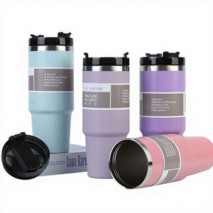 Custom BPA Free 20Oz 30Oz Double Wall Insulated Stainless Steel Vacuum Flask Sport Travel Car Water <b>Bottle</b> Tumbler With Straw - Product Image 1