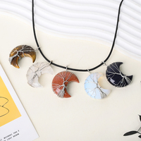 Pendentifs en cristal enveloppés à la main, pierres semi-précieuses naturelles, pendentifs en cristal en forme de lune pour la décoration